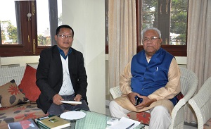 The Governor of Arunachal Pradesh Shri PB Acharya with Prof. Nath Bath at Raj Bhavan Itanagar on 30th January 2017.